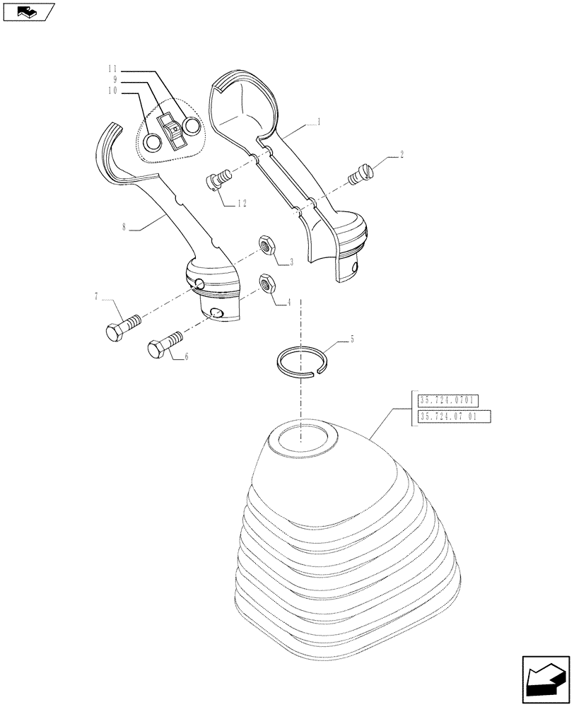 Схема запчастей Case 590SN - (55.512.40) - CONTROLS - LOADER CLAM (55) - ELECTRICAL SYSTEMS