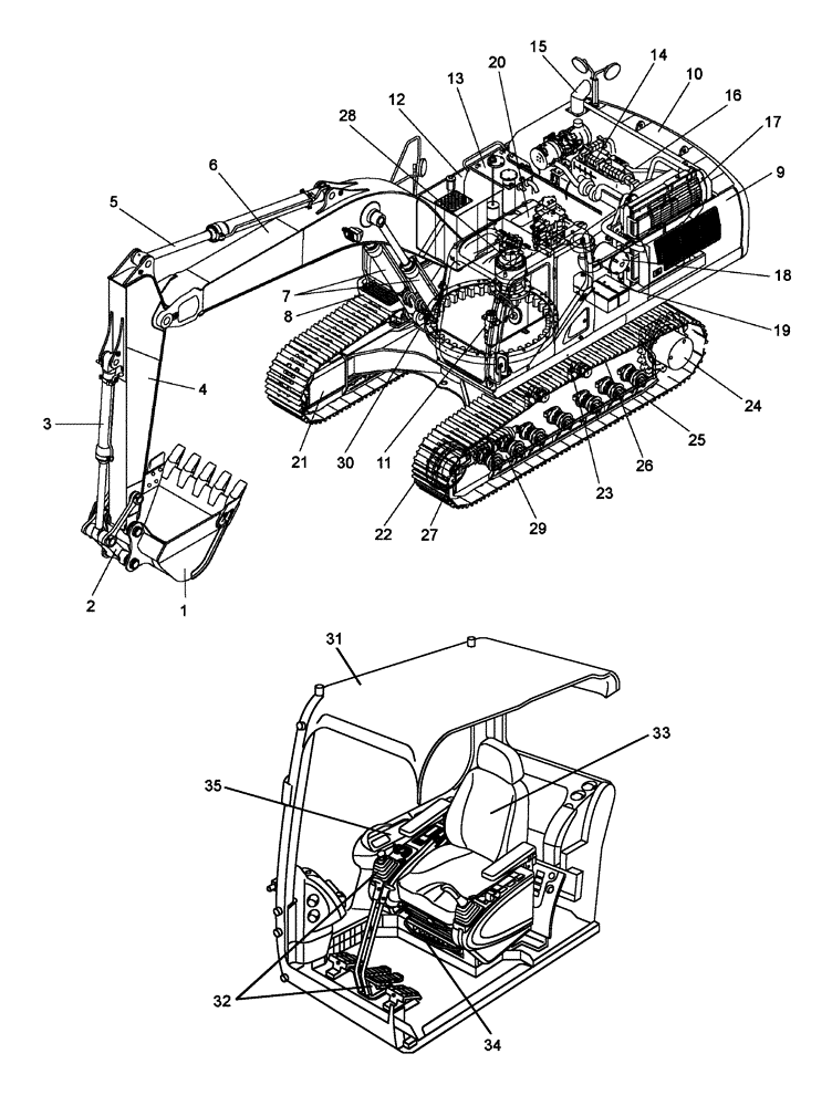 Схема запчастей Case CX300C - (00-001-00[01]) - COMPONENT INDEX (00) - PICTORIAL INDEX