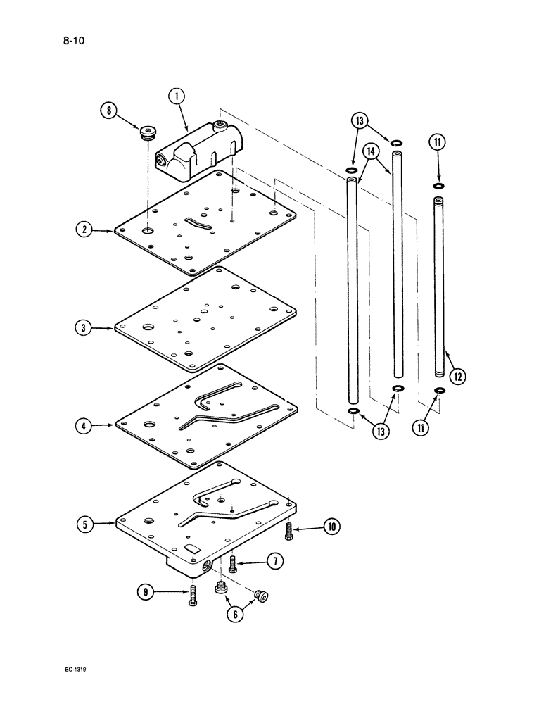 Схема запчастей Case 380B - (8-10) - REGULATOR VALVE MOUNTING PLATE - FORWARD AND REVERSE (08) - HYDRAULICS