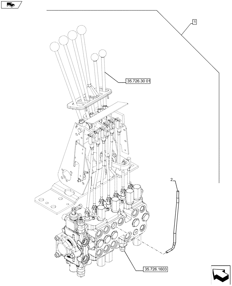 Схема запчастей Case 590SN - (88.035.03[06]) - DIA KIT, UNI TO COMBO AUX, EXTENDABLE DIPPER, MECHANICAL CONTROL (88) - ACCESSORIES