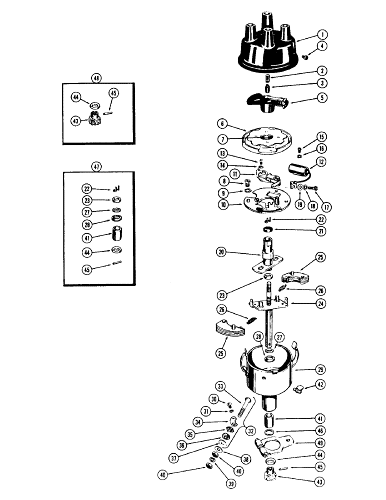 Схема запчастей Case 310G - (084) - DISTRIBUTOR, (148B) SPARK IGNITION ENGINE (06) - ELECTRICAL SYSTEMS