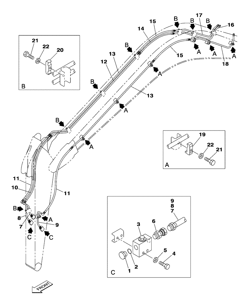 Схема запчастей Case CX160 - (08-93) - HYD. LINE, SMALL FLOW - DIPPER 2.20M (08) - HYDRAULICS