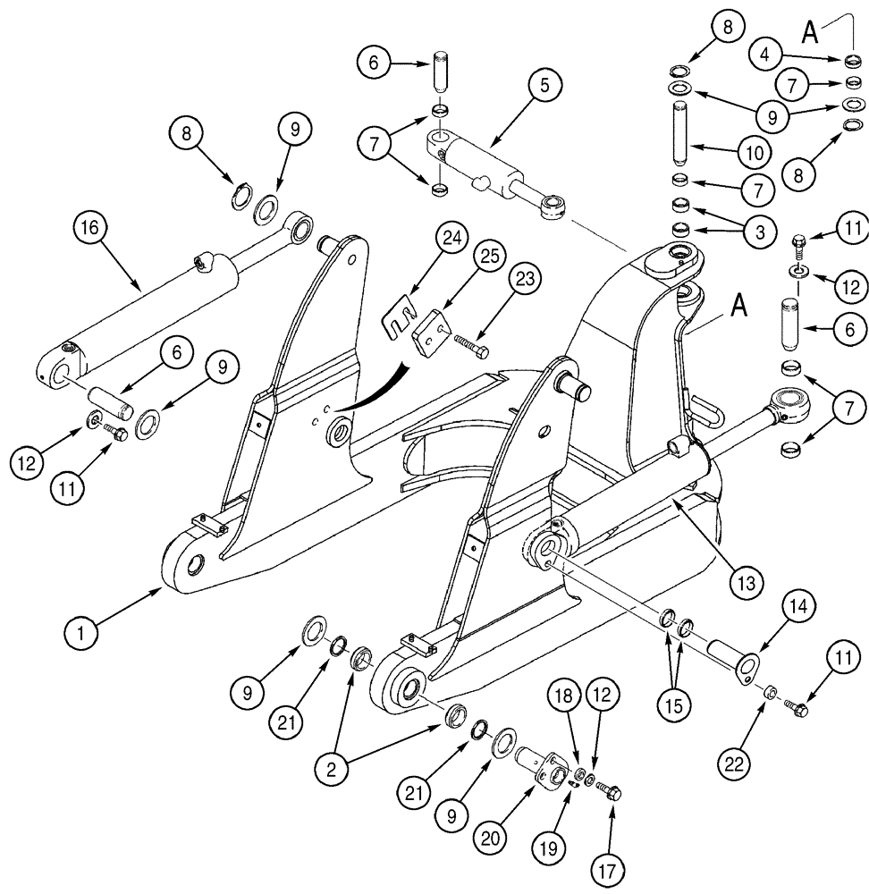 Схема запчастей Case 550H - (9-01) - FRAME, LIFT - CYLINDERS, MOUNTING (09) - CHASSIS/ATTACHMENTS