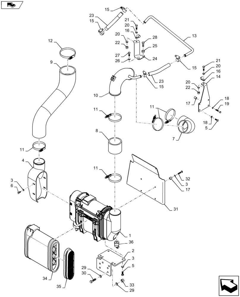 Схема запчастей Case 921F - (10.202.01) - AIR CLEANER ASSEMBLY - NA/EU (10) - ENGINE