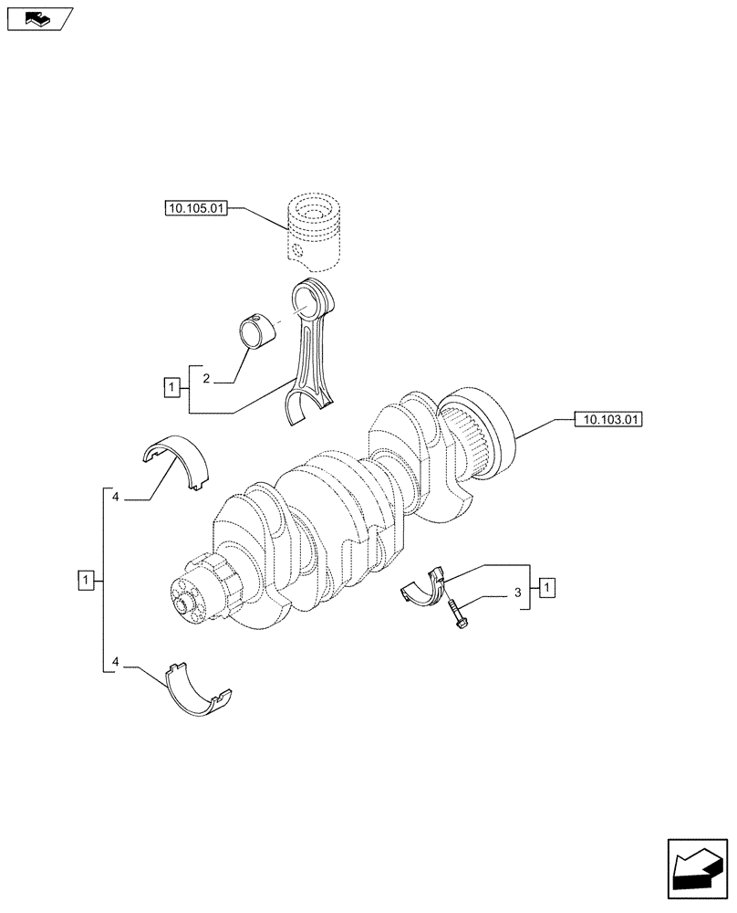 Схема запчастей Case F4GE9454K J604 - (10.105.02) - CONNECTING ROD (2859354) (10) - ENGINE