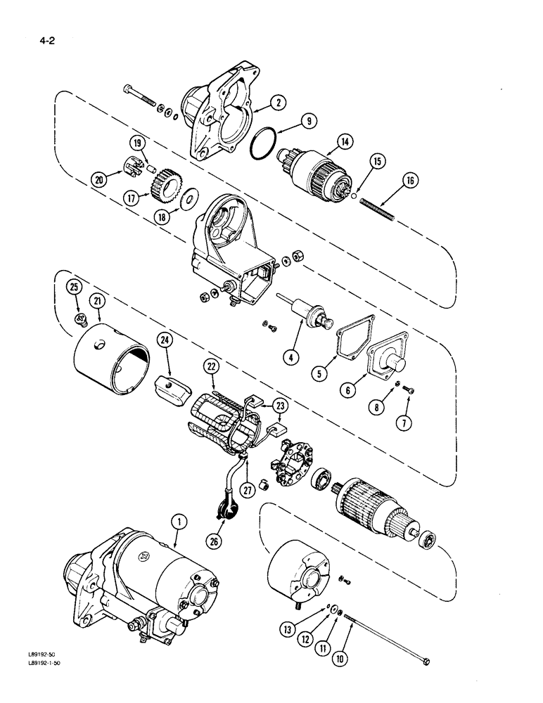 Схема запчастей Case 550 - (4-02) - STARTER (04) - ELECTRICAL SYSTEMS