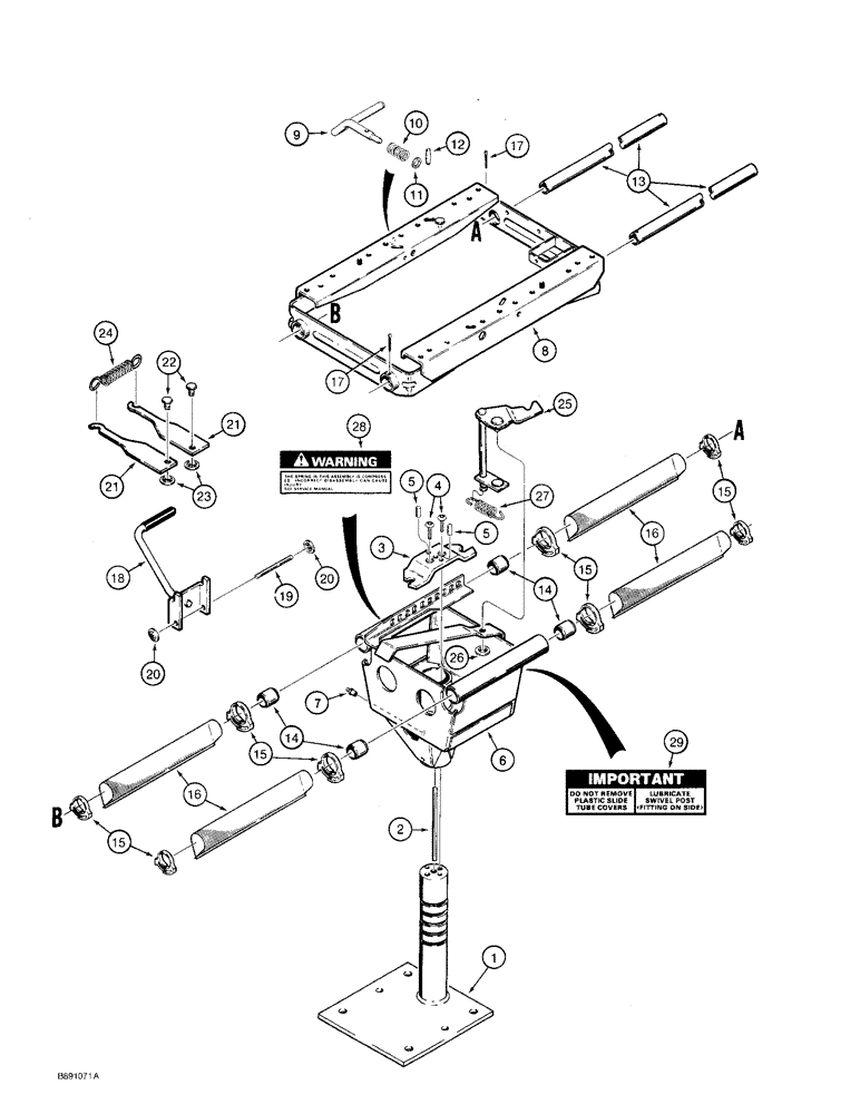 Схема запчастей Case 580SK - (9-118) - STANDARD SEAT SUPPORT (09) - CHASSIS/ATTACHMENTS