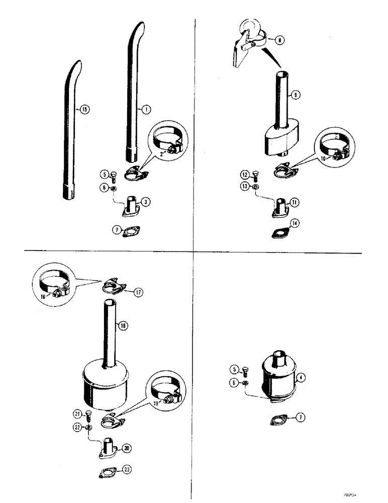 Схема запчастей Case 310G - (132) - EXHAUST SYSTEM - GAS (05) - UPPERSTRUCTURE CHASSIS