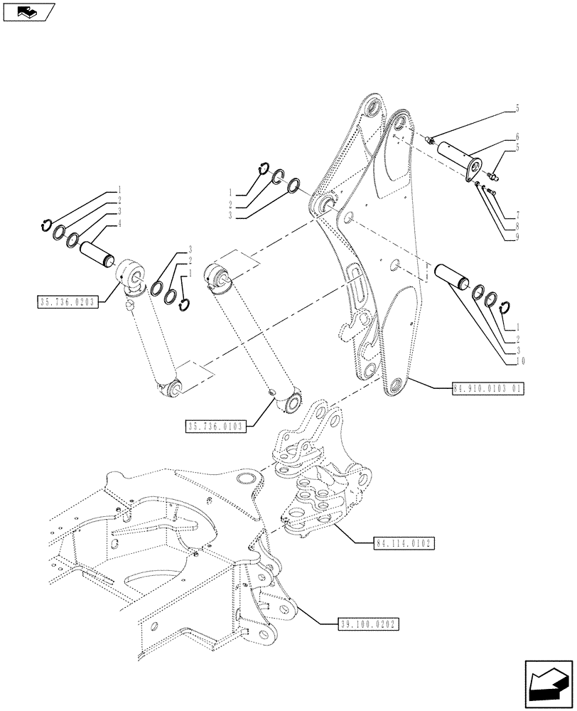 Схема запчастей Case 590SN - (84.910.0103[03]) - BOOM - ASSEMBLY (84) - BOOMS, DIPPERS & BUCKETS