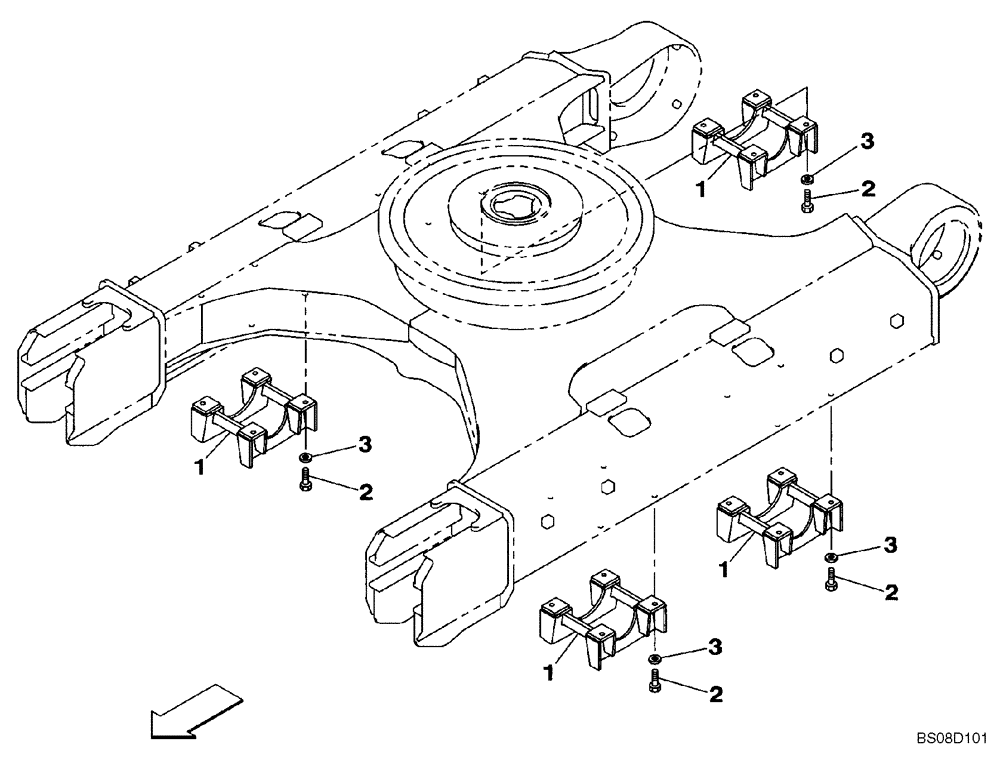 Схема запчастей Case CX350B - (05-10) - GUIDE, CHAIN (11) - TRACKS/STEERING