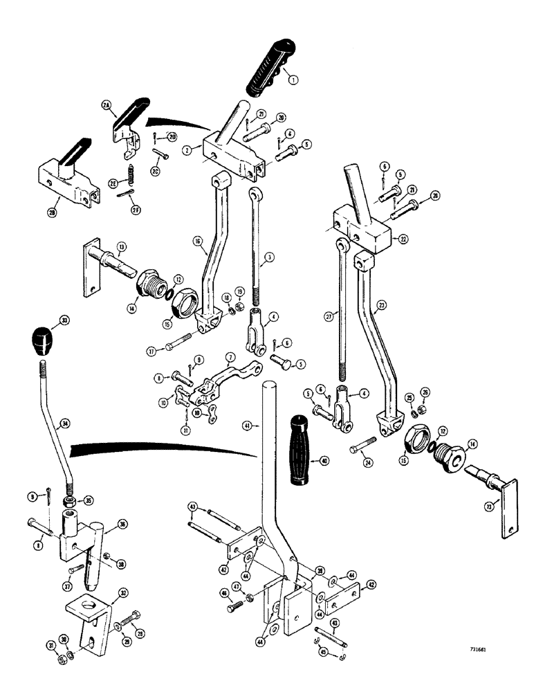 Схема запчастей Case 1530 - (064) - CONTROL LEVERS AND LINKAGE (08) - HYDRAULICS