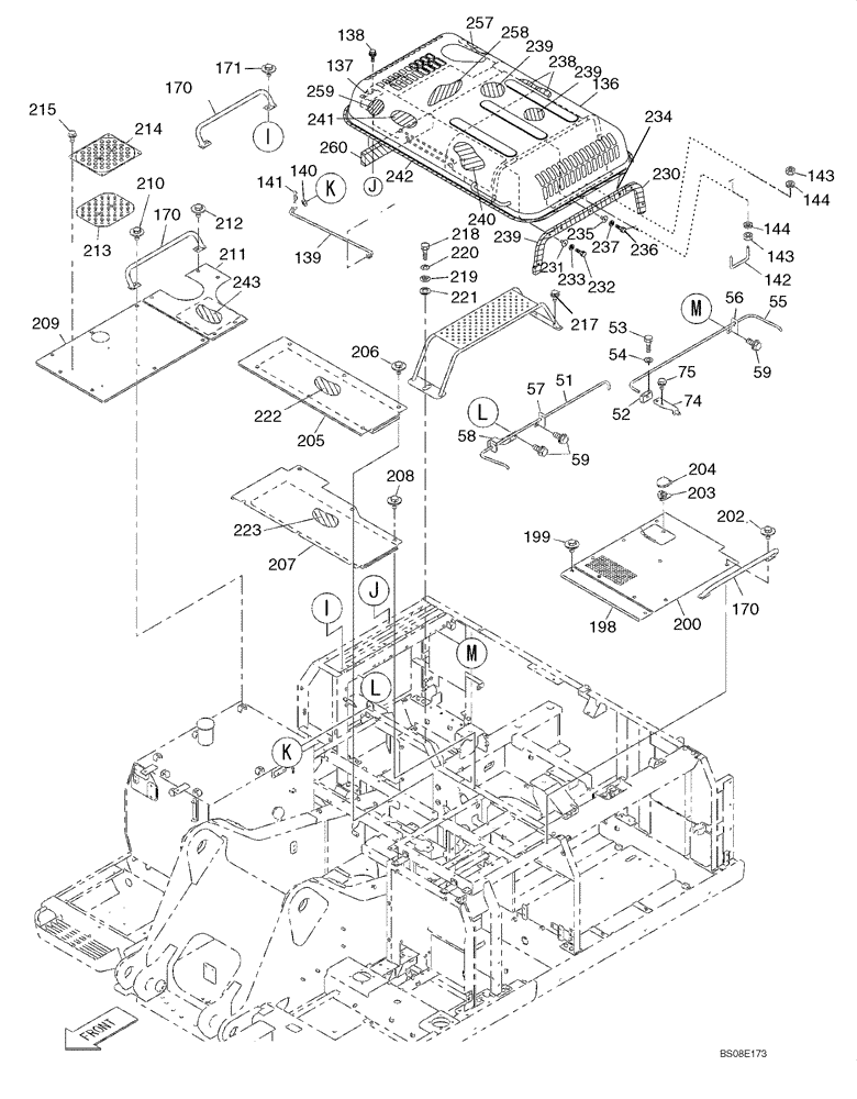 Схема запчастей Case CX350B - (09-63) - HOOD, ENGINE - INSULATION (09) - CHASSIS