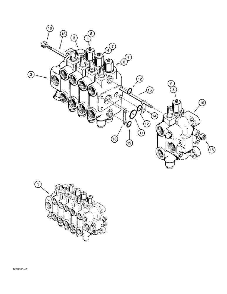 Схема запчастей Case 480F - (8-086) - BACKHOE CONTROL VALVES, MODELS WITH EXTENDABLE DIPPER (08) - HYDRAULICS