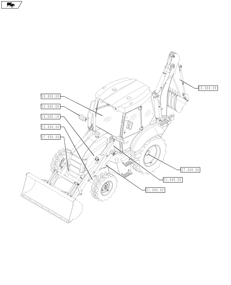 Схема запчастей Case 590SN - (00.000.00[01]) - PICTORIAL INDEX - MAIN SECTIONS (00) - GENERAL & PICTORIAL INDEX