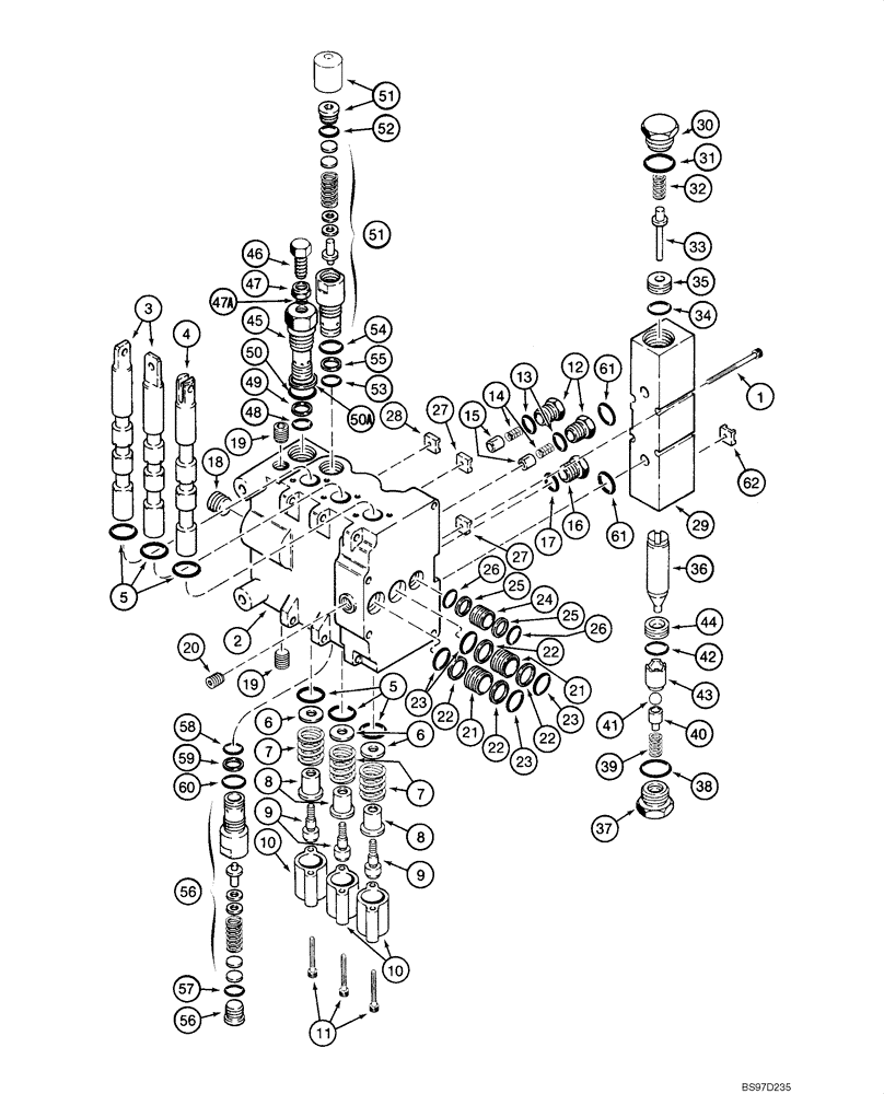 Схема запчастей Case 1845C - (08-62) - VALVE, CONTROL - BACKHOE (NORTH AMERICA), D125 (08) - HYDRAULICS