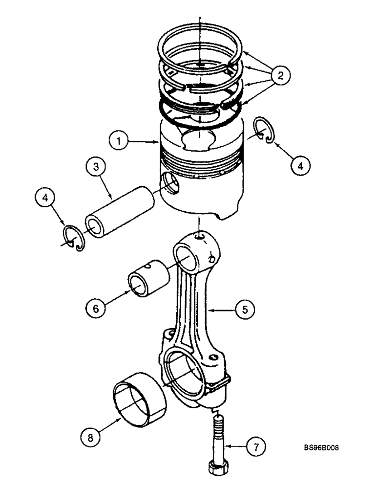 Схема запчастей Case 1825B - (2-34) - PISTONS AND CONNECTING RODS (02) - ENGINE