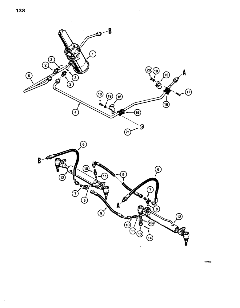 Схема запчастей Case 480D - (138) - STEERING HYDRAULIC CIRCUIT, STEERING CONTROL VALVE TO CYLINDERS (41) - STEERING