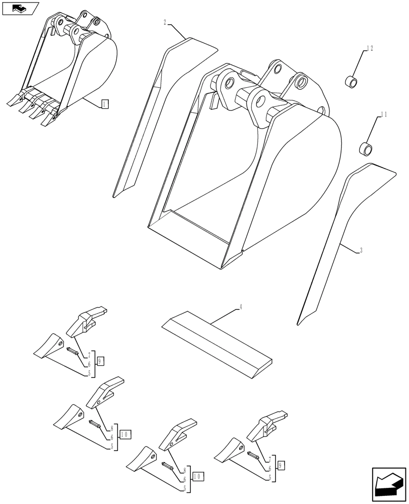 Схема запчастей Case 580SN WT - (84.100.05) - VAR - 423068 - BUCKET (84) - BOOMS, DIPPERS & BUCKETS