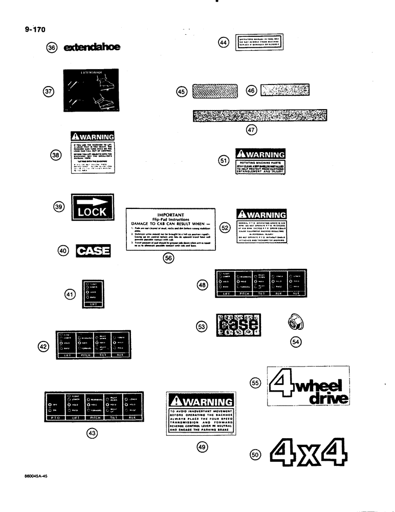 Схема запчастей Case 480E - (9-170) - DECALS (09) - CHASSIS/ATTACHMENTS