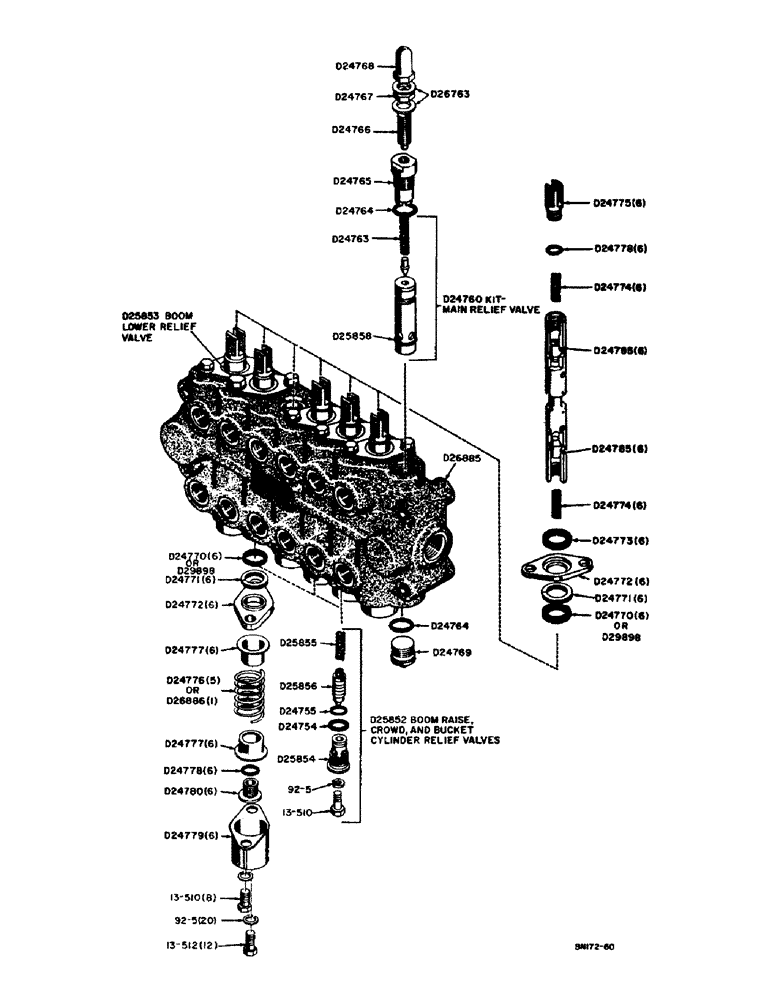 Схема запчастей Case 31 - (074) - D26885 HYDRAULIC CONTROL VALVE 