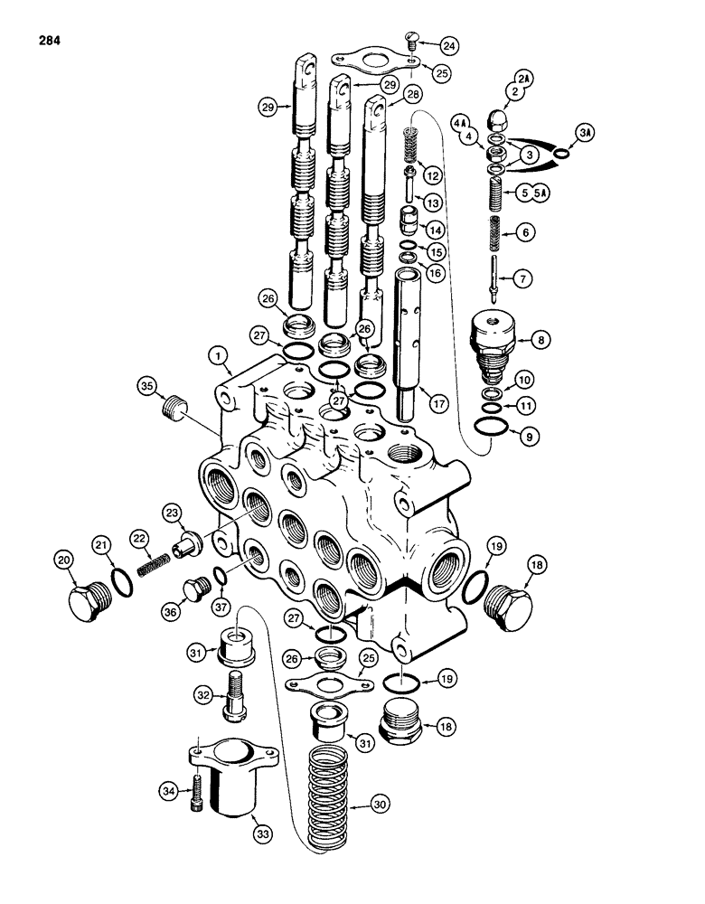 Схема запчастей Case 586D - (284) - D120040 FORKLIFT CONTROL VALVE (35) - HYDRAULIC SYSTEMS