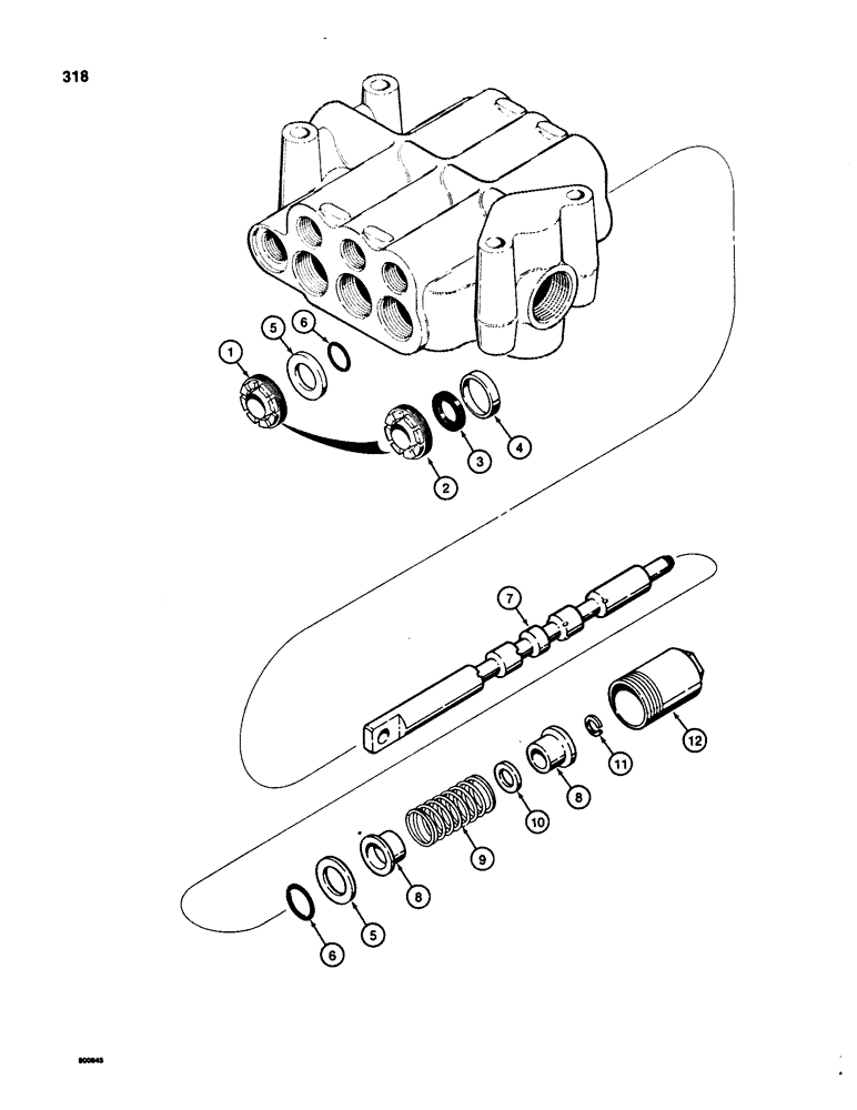 Схема запчастей Case 580D - (318) - PARKER LOADER CONTROL VALVE, LOADER CLAM SPOOL (08) - HYDRAULICS