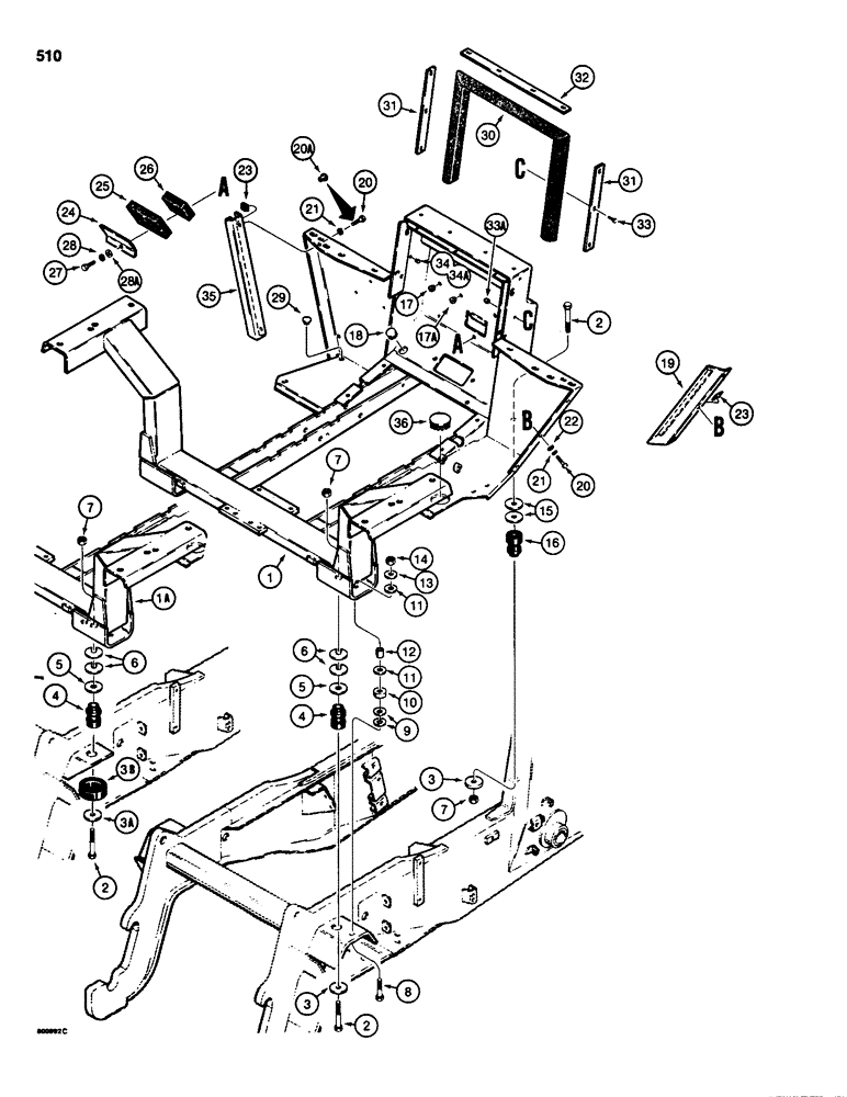 Схема запчастей Case 580SD - (510) - OPERATORS COMPARTMENT FRAME AND MOUNTING (09) - CHASSIS/ATTACHMENTS