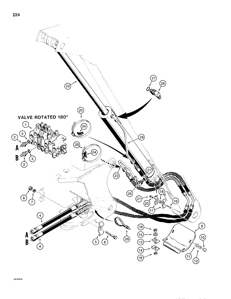 Схема запчастей Case 680H - (224) - BACKHOE DIPPER CYLINDER HYDRAULIC CIRCUIT (08) - HYDRAULICS