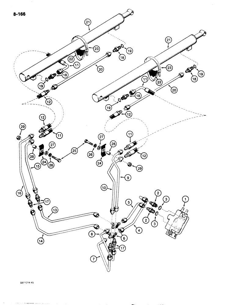 Схема запчастей Case 1825 - (8-166) - LOADER LIFT HYDRAULIC CIRCUIT (08) - HYDRAULICS