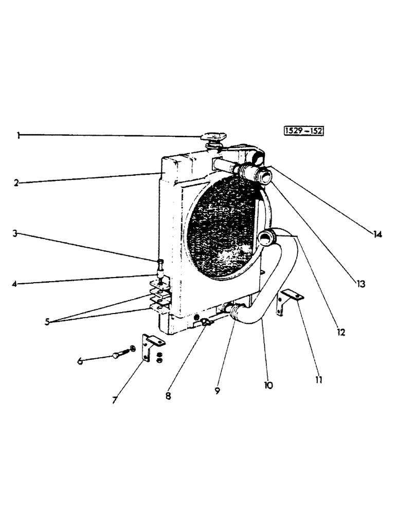 Схема запчастей Case 1529 - (072) - RADIATOR (10) - ENGINE