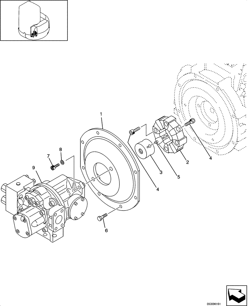 Схема запчастей Case CX47 - (06-02[00]) - POWER TAKE OFF ASSY - CAB (06) - POWER TRAIN