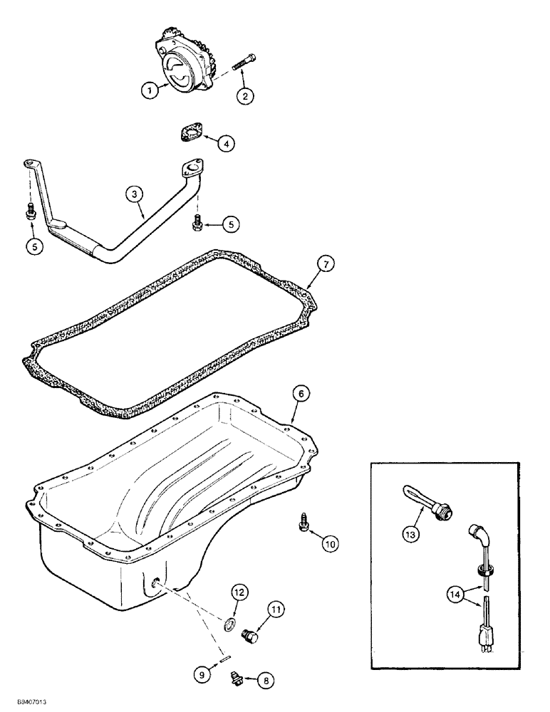 Схема запчастей Case 584E - (2-25A) - OIL PUMP AND OIL PAN, P.I.N. JJG0251722 AND AFTER, 4-390 EMISSIONS CERTIFIED ENGINE (02) - ENGINE