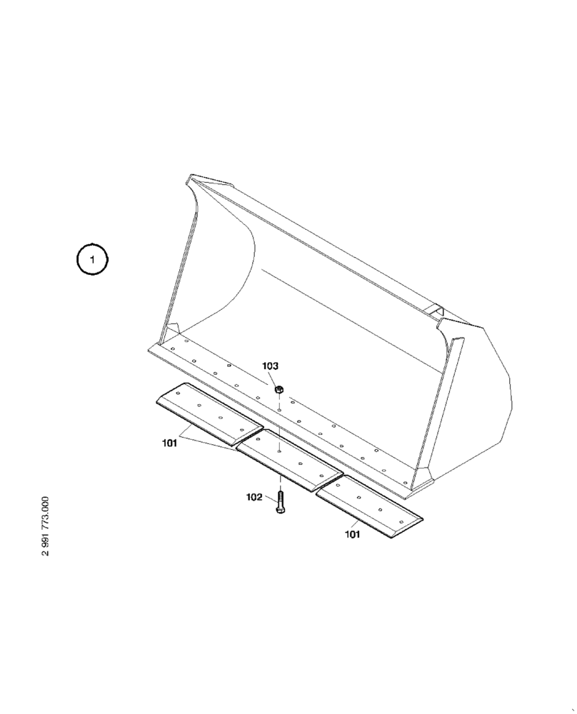 Схема запчастей Case 21E - (64.190[2991773000]) - BUCKET CUTTING EDGE 700L 1900MM (82) - FRONT LOADER & BUCKET