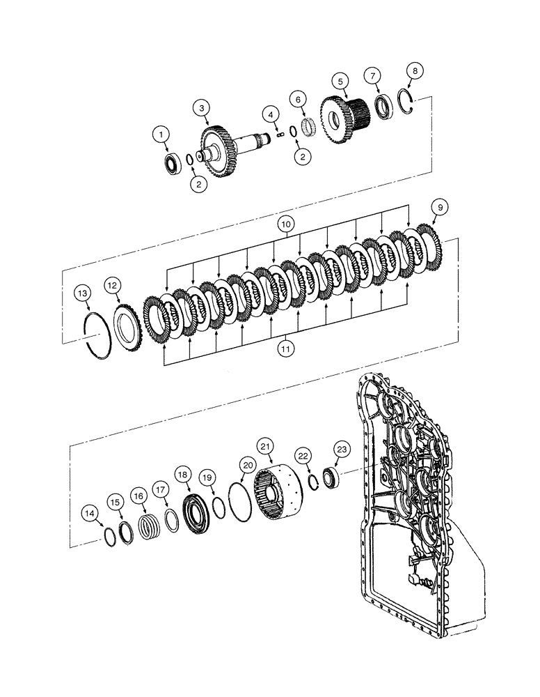 Схема запчастей Case 885B - (06-01[08A]) - TRANSMISSION - CLUTCH ASSY, FORWARD (06) - POWER TRAIN