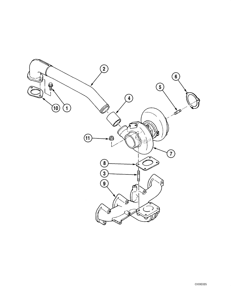 Схема запчастей Case CX135SR - (02-14) - TURBOCHARGER SYSTEM (02) - ENGINE