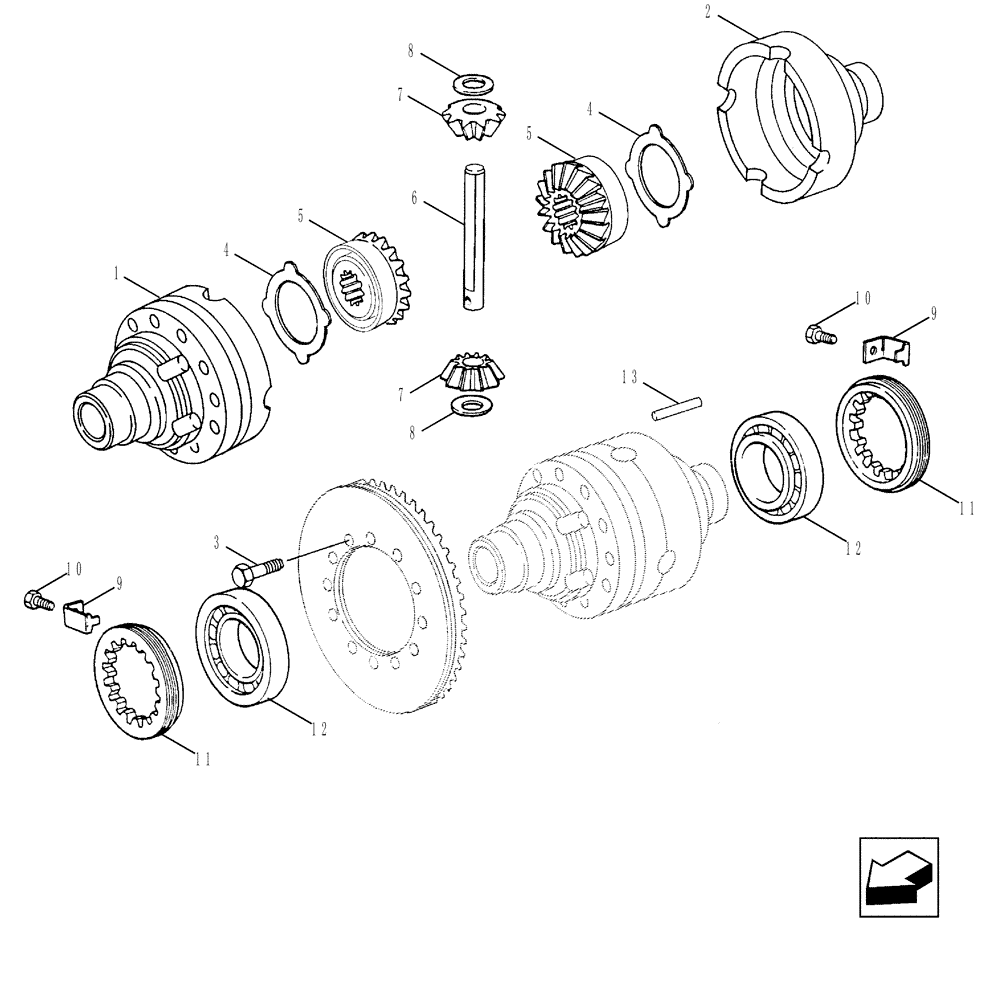 Схема запчастей Case 580SM - (25.102.03[01]) - 87395365 AXLE, FRONT DRIVE - DIFFERENTIAL (580SM) (25) - FRONT AXLE SYSTEM