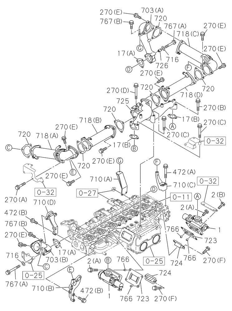 Схема запчастей Case CX470C - (02-057-01[01]) - EXHAUST GAS RECIRCULATION SYSTEM (01) - ENGINE