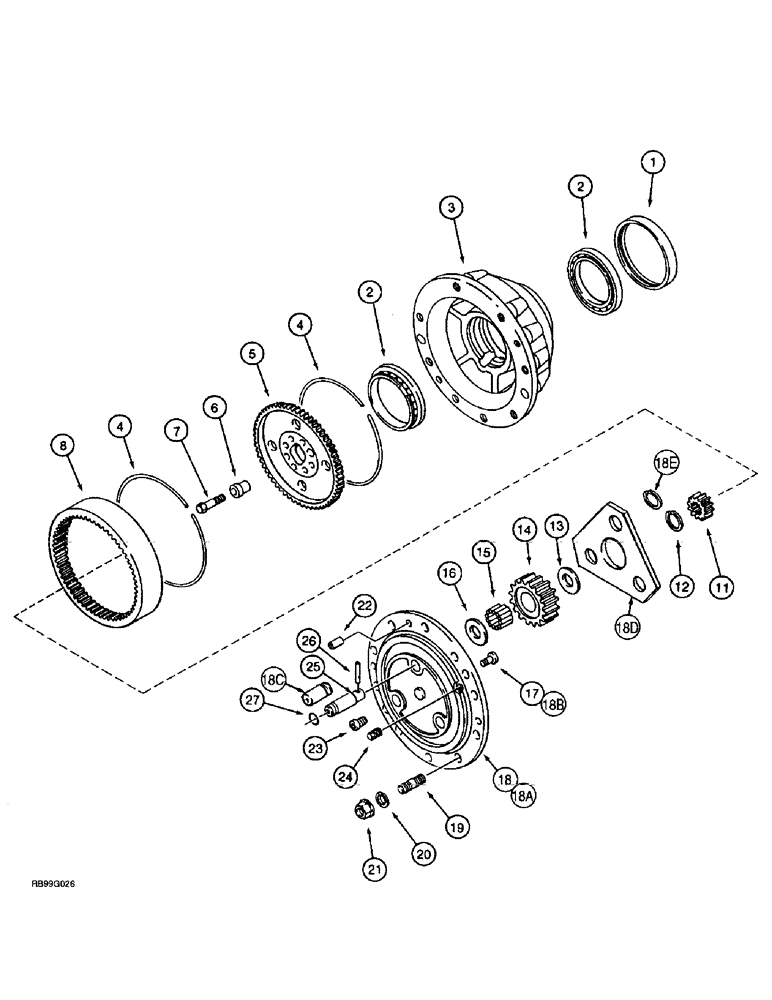 Схема запчастей Case 860 - (6-66) - FRONT AND REAR AXLE ASSEMBLIES - PLANETARY, AXLES W/HYDRAULIC LOCKING DIFFERENTIAL (06) - POWER TRAIN