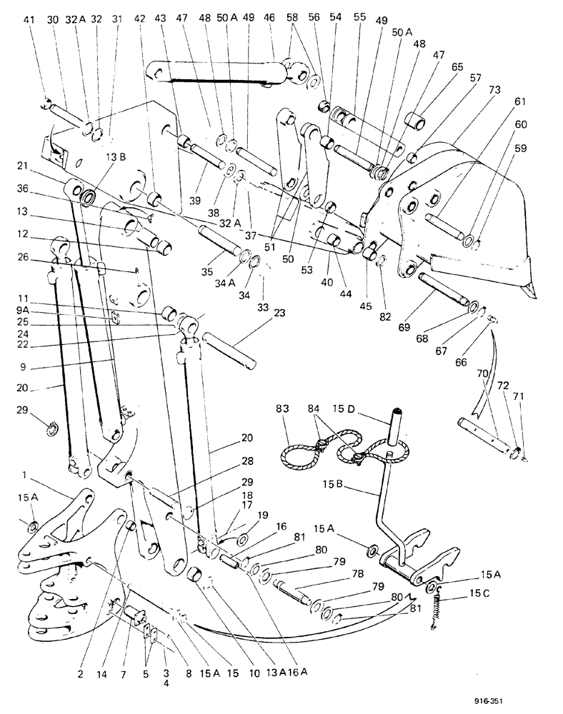 Схема запчастей Case 580F - (254) - AXIAL BACKHOE, CONTROL TOWER AND BOOM (84) - BOOMS, DIPPERS & BUCKETS