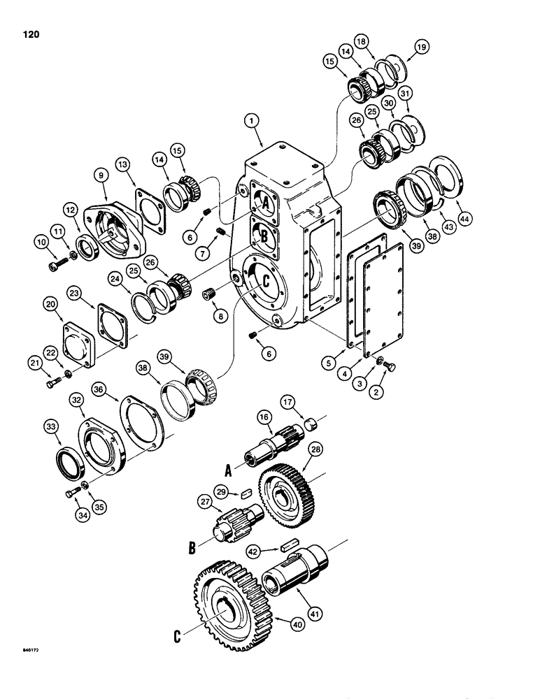 Схема запчастей Case SD100 - (120) - H633578 TRANSMISSION, USED ON 30+4 SERIAL NUMBER 1163236 TO 1187336 (21) - TRANSMISSION