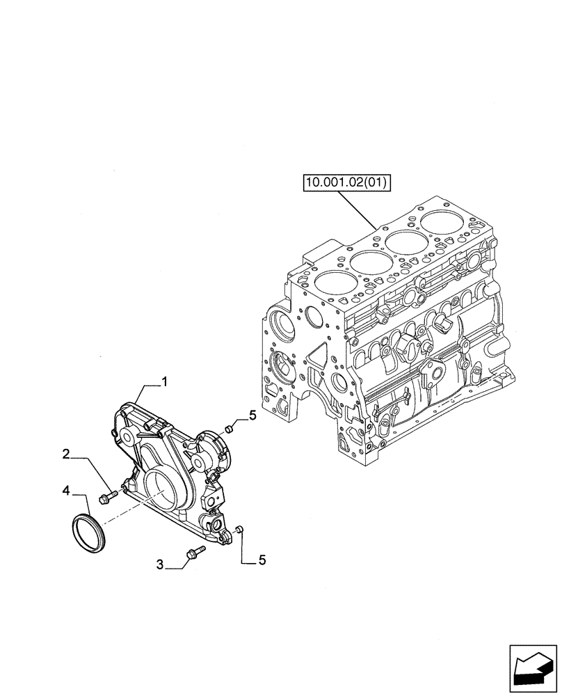 Схема запчастей Case 580SM - (10.102.04) - CYLINDER BLOCK - COVERS (10) - ENGINE