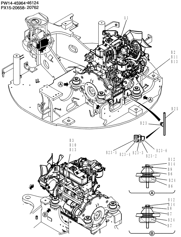 Схема запчастей Case CX36B - (025-01[1]) - ENGINE INSTAL (05) - SUPERSTRUCTURE