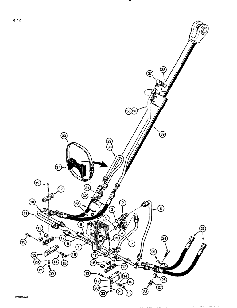 Схема запчастей Case 450C - (8-14) - LOADER LIFT HYDRAULIC CIRCUIT (08) - HYDRAULICS