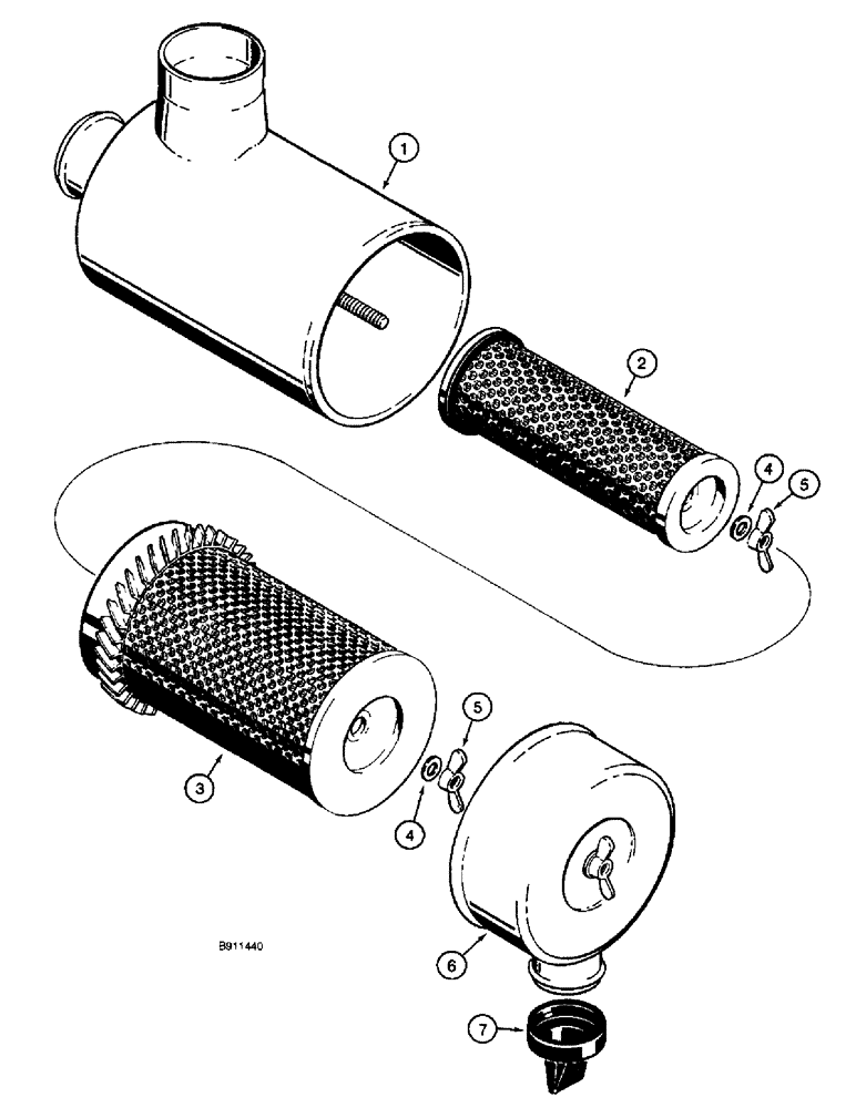 Схема запчастей Case 660 - (2-08) - AIR CLEANER ASSEMBLY (02) - ENGINE