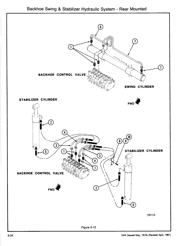 Схема запчастей Case DH4 - (5-24) - BACKHOE SWING & STABILIZER HYDRAULIC SYSTEM - REAR MOUNTED (35) - HYDRAULIC SYSTEMS