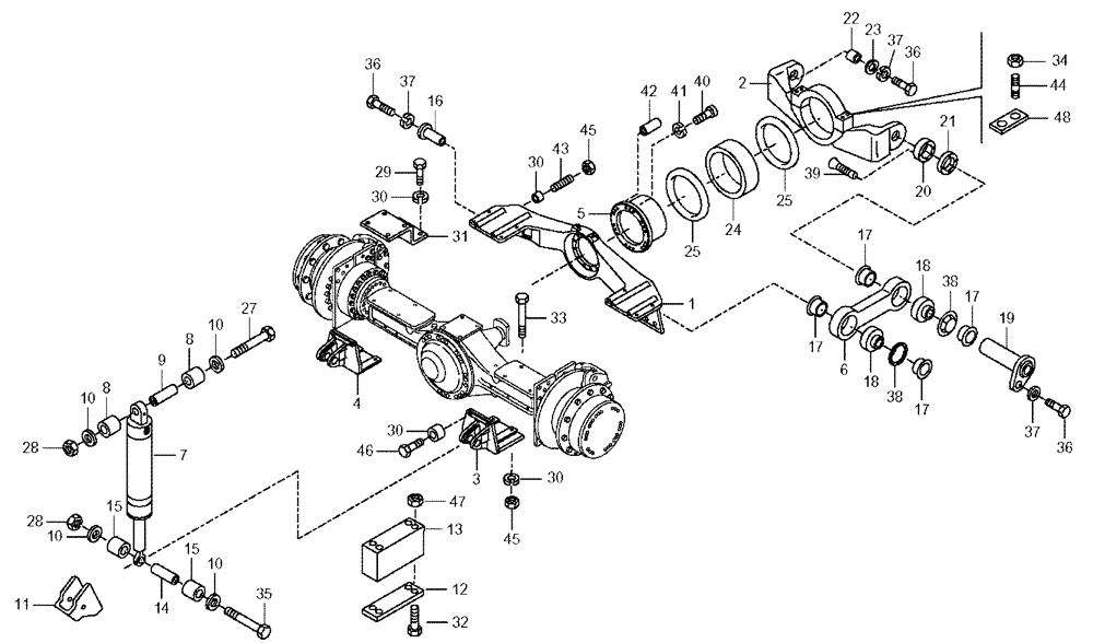 Схема запчастей Case 330 - (38A00010600[01]) - FRONT SUSPENSION (11) - AXLES/WHEELS