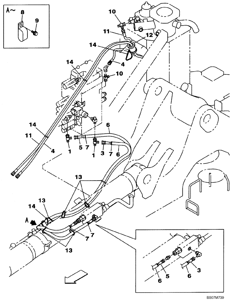 Схема запчастей Case CX75SR - (08-35) - PILOT CONTROL LINES - MODELS WITH LOAD HOLD (08) - HYDRAULICS