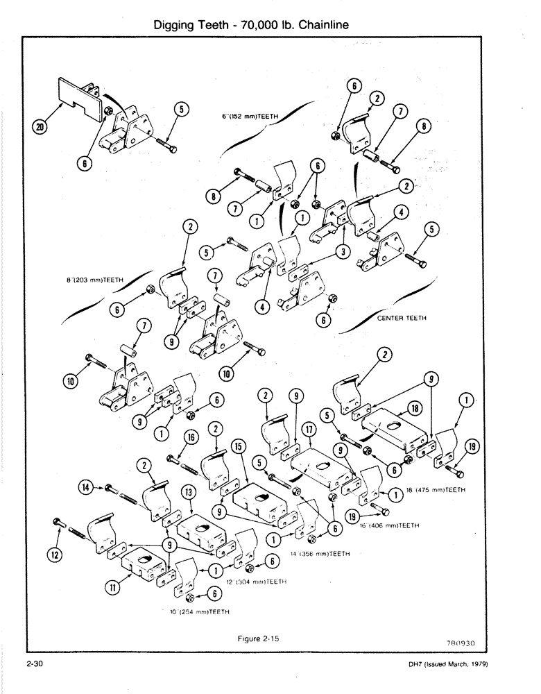 Схема запчастей Case DH7 - (2-30) - DIGGING TEETH - 70,000 LB. CHAINLINE (89) - TOOLS