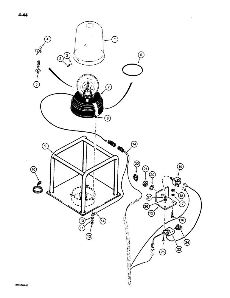 Схема запчастей Case W14C - (4-44) - ROTATING BEACON ASSEMBLY AND MOUNTING (04) - ELECTRICAL SYSTEMS