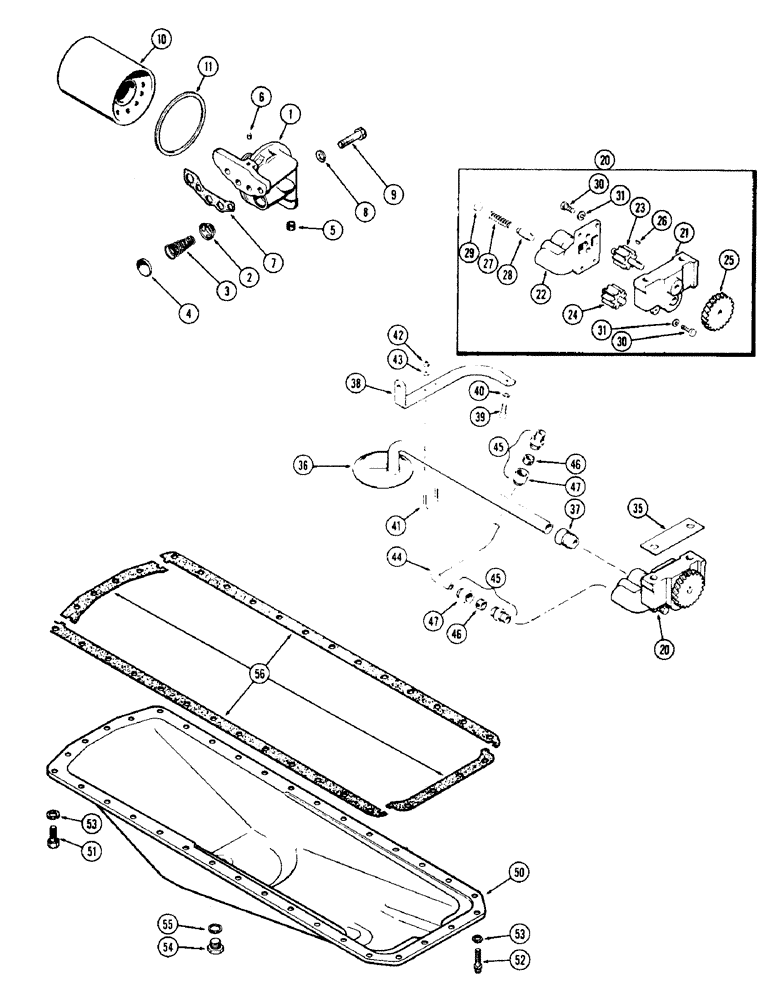 Схема запчастей Case W8C - (022) - OIL PUMP - OIL FILTER - OIL PAN, (401) DIESEL ENGINE (02) - ENGINE